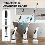 Electric Spin Scrubber, Dreazu IPX7 Shower Scrubber with 7 Replaceable Brush Heads & Retractable Handle, 2-Speed Adjustable Shower Cleaner for Bathroom, Bathtub, Kitchen, Tile Floors