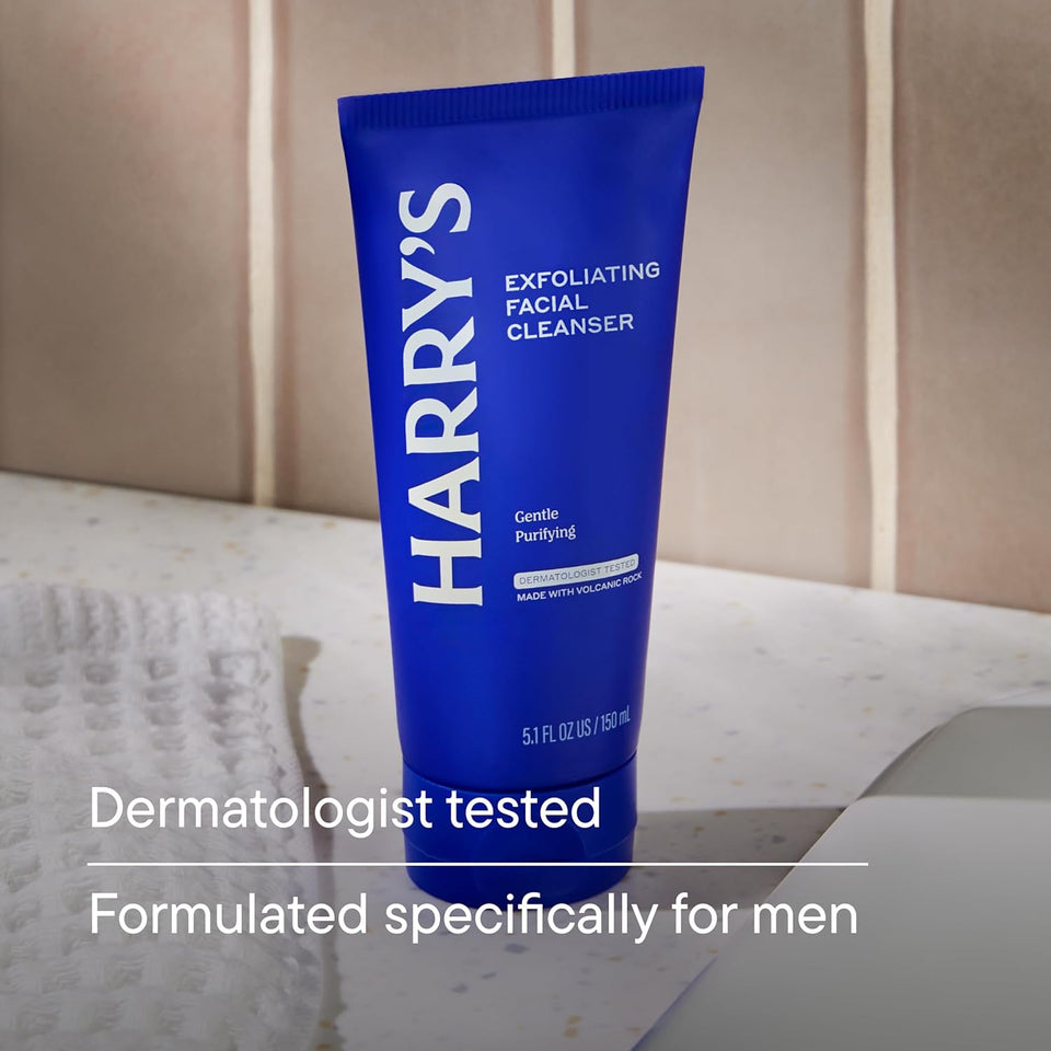 Harry's Exfoliating Face Wash for Men, Gentle Facial Skin Care Products with Volcanic Rock Exfoliant, Dermatologist Tested, 5.1 Fl. Oz, 3 Pack