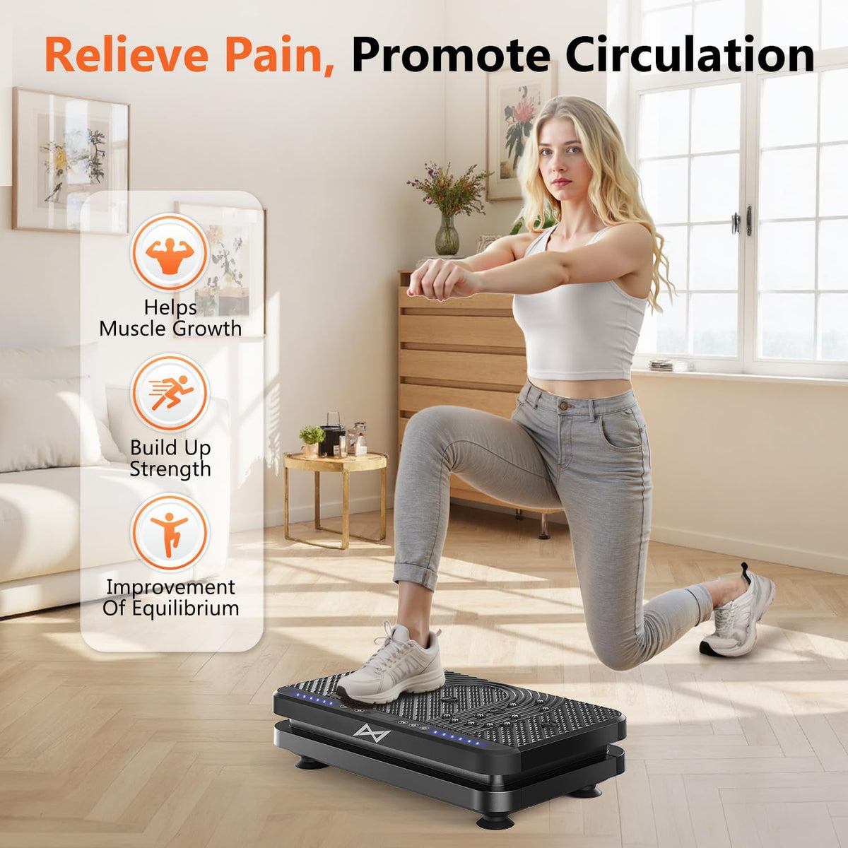 AXV Vibration Plate Fitness Platform Exercise Machine Vibrating Shaking Full Body Shaker Workout Vibrate Stand Shake Board Sport Gym for Weight Loss Fat Burner for Women Men