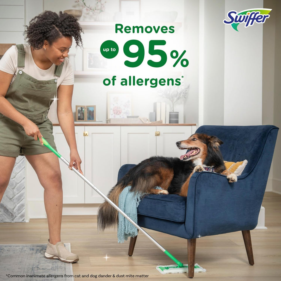 swiffer sweeper 2-in-1 floor cleaning mop starter kit with 20-piece set