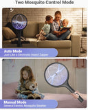 YISSVIC Electric Fly Swatter Bug Zapper Racket Dual Modes Mosquito Killer with Purple Mosquito Light Rechargeable for Indoor Home Office Backyard Patio Camping (Black 2 Pack)