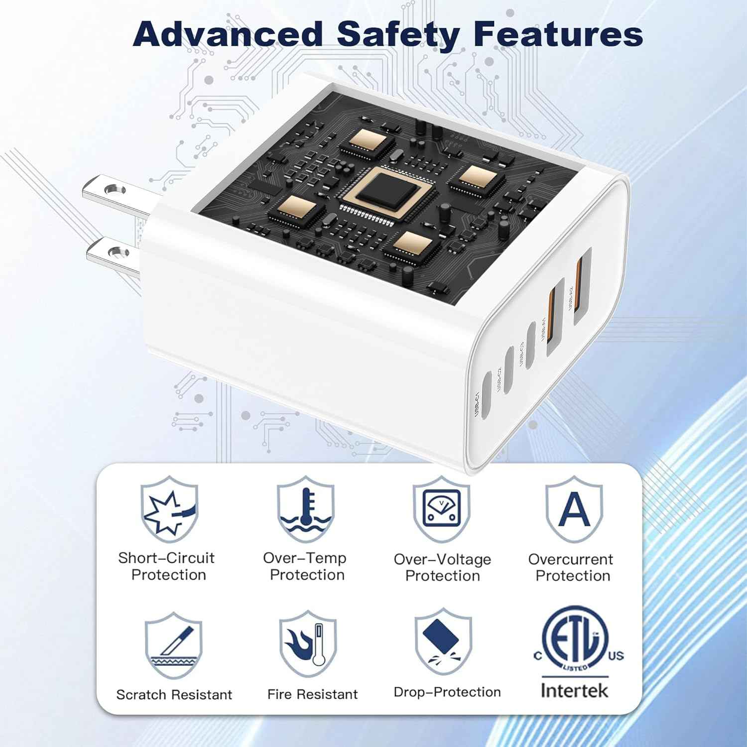 USB C Charger Block, 60W 5 in 1 Charging Blocks, PD 3.0 Fast Charger iPhone, QC 2A Wall Plug Multiport Type C Charging Block for iPhone 17 16 15 14 13 12 Pro Max, iPad, iPod, Samsung, AirPods Pro