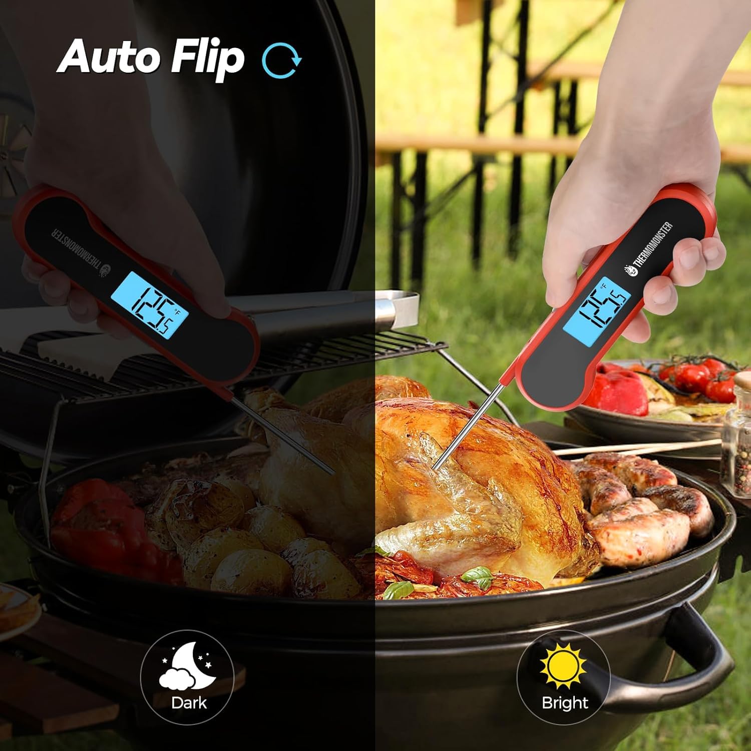 0.5 Sec Instant Read Meat Thermometer Digital with ±0.5℉ Precision, Food Thermometer for Cooking Kitchen Gadgets, Oven Grill Candy BBQ Essentials Accessories, Gifts for Him Dad Men Birthday, Red