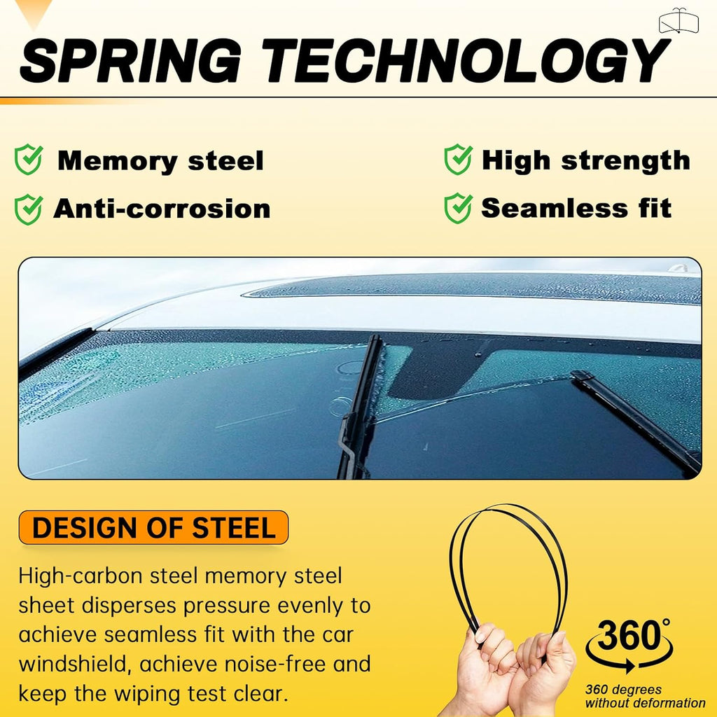 AUTOBOO 26" and 16" Windshield Wipers Blades (Pack Of 2),OEM Quality Premium All-Seasons Wiper blades,Stable and Quiet wiper blades