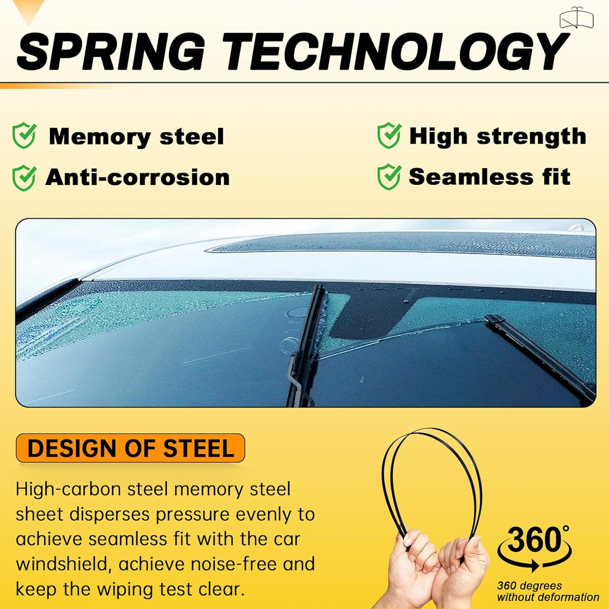 AUTOBOO 26" and 16" Windshield Wipers Blades (Pack Of 2),OEM Quality Premium All-Seasons Wiper blades,Stable and Quiet wiper blades
