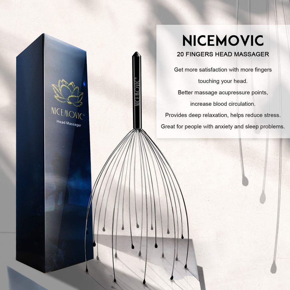 NICEMOVIC 2 Pack Head Scalp Massager Gifts for Women Men, Stocking Stuffers White Elephant Gifts for Adults Prizes for Adults Scalp Massager Hair Growth 20 Fingers Stress Relief Head Scratcher