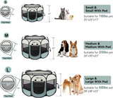 Dog Cat Playpen, Puppy Pet Playpen Indoor for Small Dog Crate Tent Cage Outdoor, Portable Pop Up Dogs Enclosure Kennel with Carrying Case for Dogs/Cats/Rabbits(Grey, Small