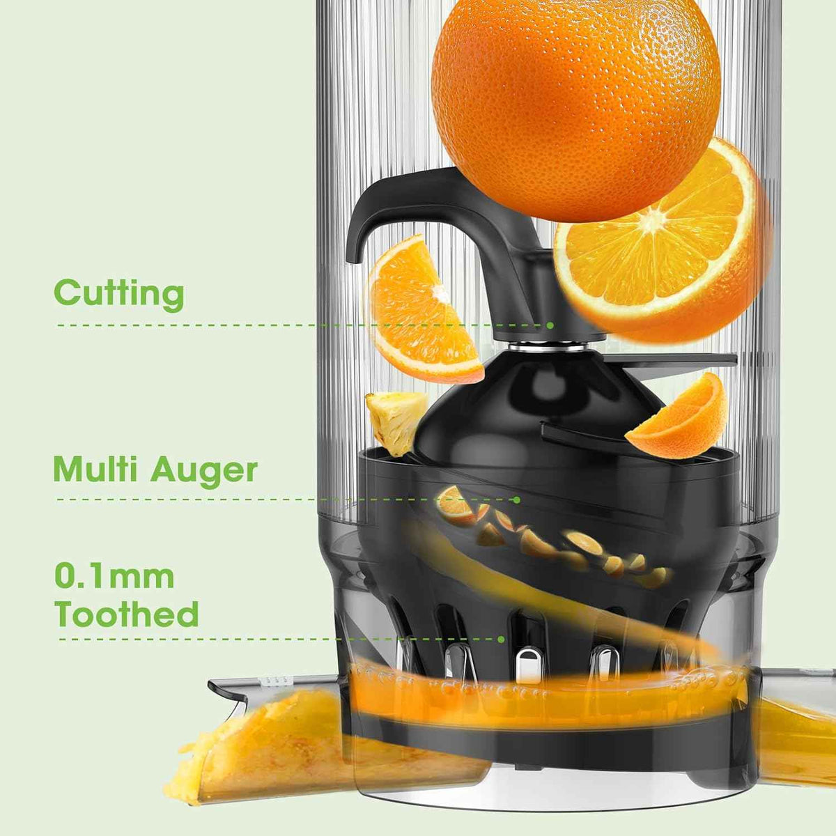 Juicer Machines, 5.3" Wide Feed Chute Cold Press Juicer for Whole Vegetables & Fruits, High Juice Yield, BPA Free (Slivery)