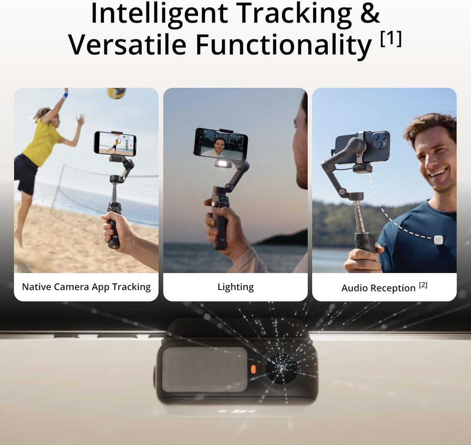 DJI Osmo Mobile 7P Gimbal Stabilizer for iPhone, Android, Native Tracking, Lighting, 3-Axis Phone Gimbal, Quick Launch, One-Tap Edit, Built-in Extension Rod & Tripod, 10hrs Use, Phone Charging