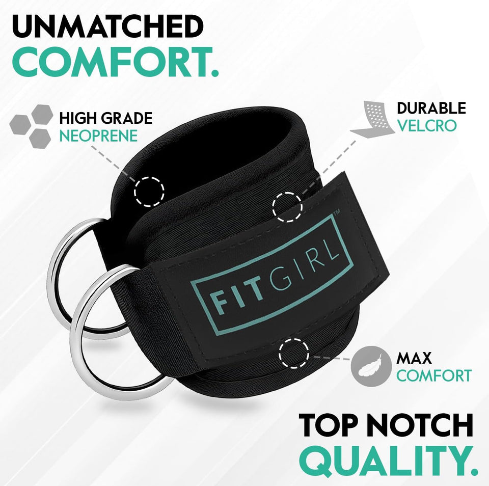 FITGIRL Ankle Strap for Cable Machine – Premium Padding and Comfort for Cable Exercise Machines, Cable Exercise Attachment for Home & Gym, Glute Workouts - Kickbacks, Leg Extensions, Hip Abductors