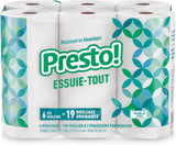 Amazon Brand - Presto! Ultra-Strong Premium Paper Towels, 158 Sheet Huge roll - Flex-a-Size, 6 Rolls, Equivalent to 19 Regular Rolls, White