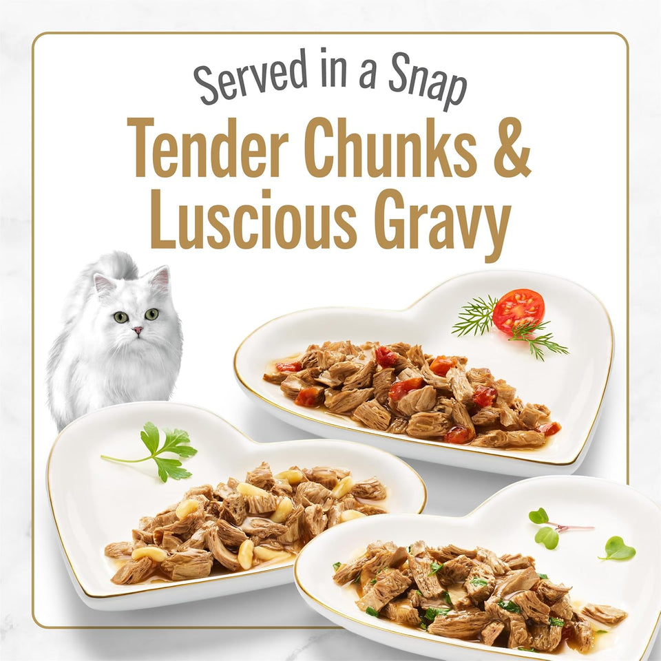 PLrina Fancy Feast Gourmet Wet Cat Food Variety Pack, Petites Gravy Collection, break-apart tubs, 48 servings - (Pack of 24) 2.8 oz. Tubs