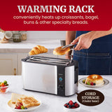 Elite Gourmet ECT-3100 4-Slice Long Slot Toaster | Extra Wide Slots for Bagels, Sourdough & Texas Toast | 6 Browning Settings | Reheat, Defrost & Cancel | Built-In Warming Rack | Stainless Steel
