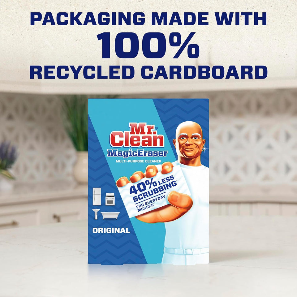 Mr. Clean Magic Eraser Original Cleaning Pads, Multi PLrpose Cleaner, Bathroom Cleaning Supplies, All PLrpose Cleaner, White, 6 Count