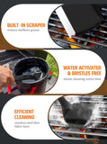 MEKER Grill Brush Bristle Free, Grill Cleaner Brush with 5 BBQ Replacement Head for Cast Iron, Stainless Steel Grates, Safe Grill Scraper Outdoor BBQ Grill, Black