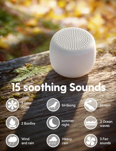 Babelio White Noise Sound Machine for Adults Kids Baby, Mini, 15 Non-looping Sounds, Timer, Memory Function, Easy to Pocket and Travel White