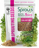 Nature Jim’s Sprouts Organic Salad Mix – Non-GMO Microgreen Seeds, Perfect for Growing Nutritious Organic Broccoli, Alfalfa, Radish & Clover Sprouts – Easy Indoor/Outdoor Home Sprouting Seeds – 1lb