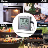 TempPro TP16 Large LCD Digital Cooking Food Meat Thermometer for Smoker Oven Kitchen BBQ Grill Thermometer Clock Timer with Stainless Steel Temperature Probe(Previously ThermoPro)