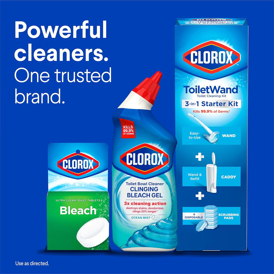 CLOROX Toilet Bowl Cleaner Clinging Bleach Gel, Ocean Mist, 24 Fl Oz, Pack of 2 (Package May Vary) - PureLivingMart