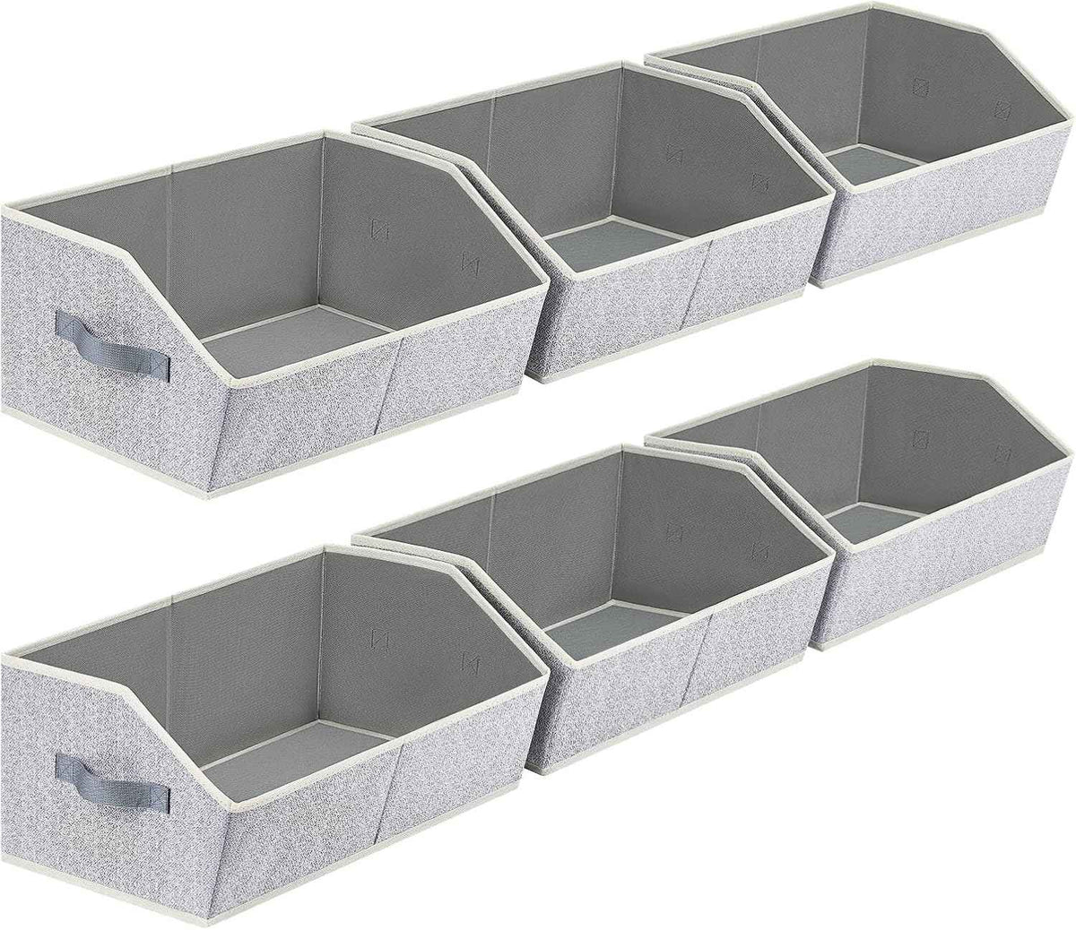 Large Fabric Trapezoid Storage Bins for Closet Organizer System 6 Pack