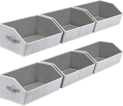 Closet Organizers Bins 6 Packs - Large Fabric Trapezoid Storage Bins for Clothes and Towels
