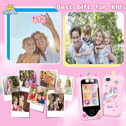 WEOLULI Kids Smart Phone with Dual Camera, Game & Music Player, Toddler Learning Play Toy Cell Phone, Gifts for Girls, Christmas, Birthday, Age 3-10, Light Pink
