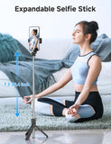 Portable Selfie Stick, 4 in 1 Extendable Phone Tripod Stand with Detachable Wireless Remote & Phone Holder 360° Rotating Mini Travel Tripod Compatible with iPhone 16/15/14/13 Pro/Android/Gopro