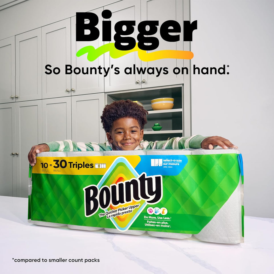 Bounty Select-A-Size Paper Towels, White, 8 Triple Rolls = 24 Regular Rolls - PureLivingMart