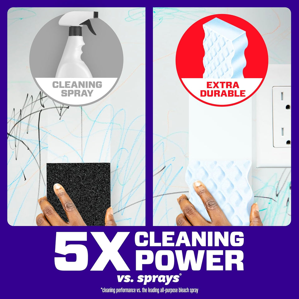 Mr. Clean Magic Eraser Sponge, All PLrpose Cleaner, Cleaning Scrubber, Wall, Sneaker, Kitchen, Bathroom, Shower Cleaning Supplies, Melamine Sponge, Cleaning Pads, Whole Home Extra Durable, 12ct