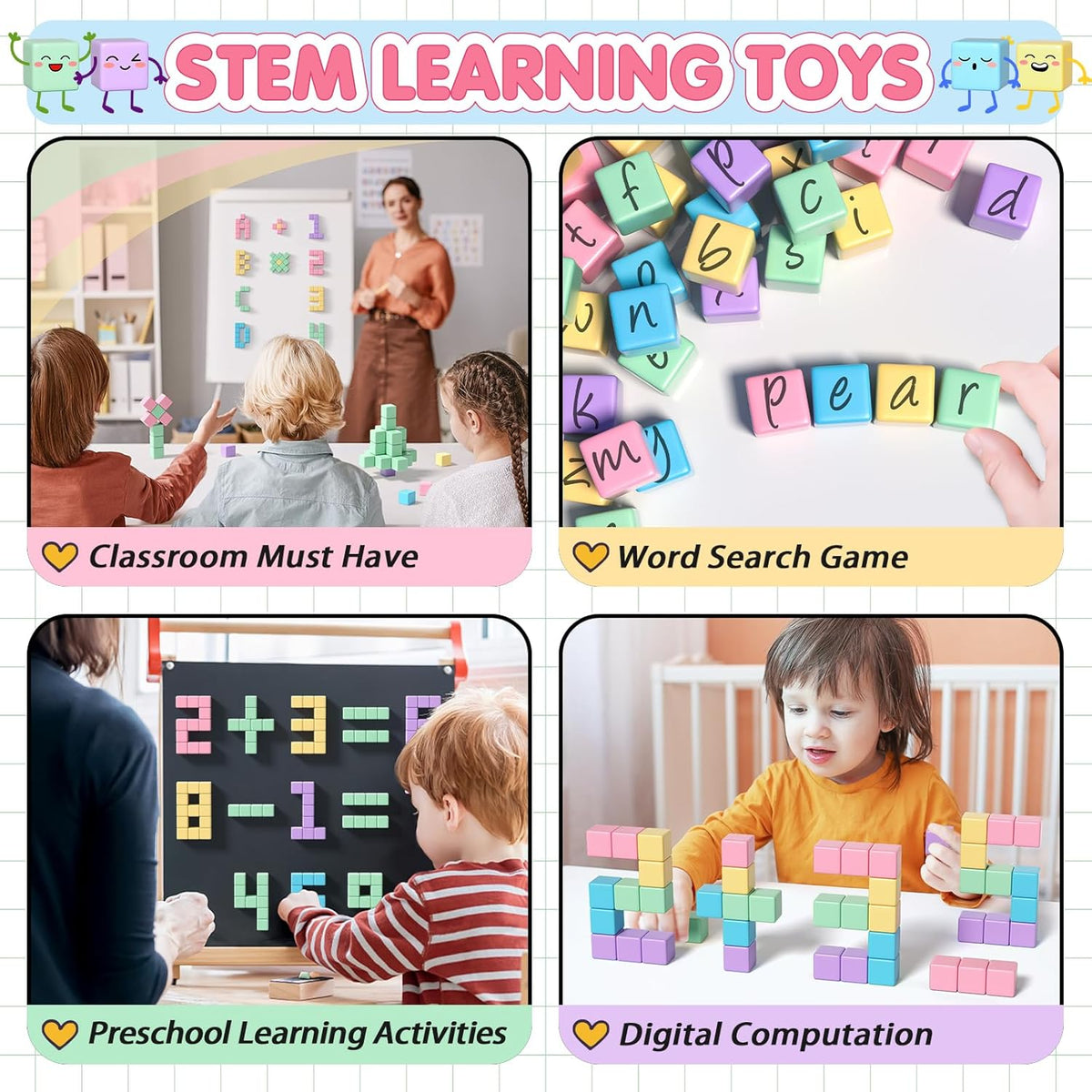 Apluses 32pcs Magnetic Blocks Building Cubes for Toddlers, Classroom Must Haves Creative Learning Kids Gifts, Preschool Montessori Sensory Autism Magnet Toys for Boys and Girls Ages 3 4 5 6