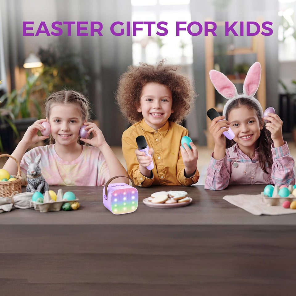 YLL Karaoke Machine for Kids, Portable Mini Speaker with 2 Wireless Microphones, TOP Kids Gifts for Girls Ages 3, 4, 5, 6, 7, 8, 9, 10+ Years Old, 4-12th Birthday Singing Present Toy Party (PLrple)
