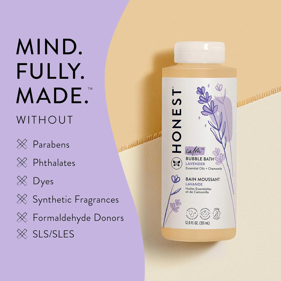 The Honest Company Foaming Natural Bubble Bath, Tear-Free, Hypoallergenic, Baby Wash, Lavender Calm, 12 fl oz