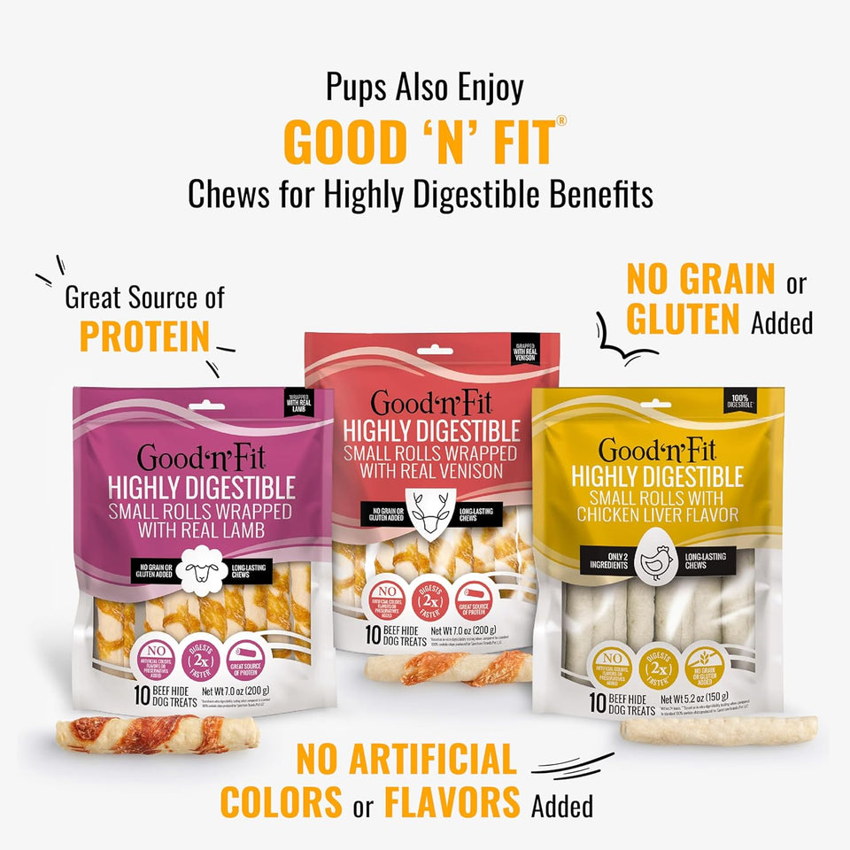 Good ‘n’ Fun Triple Flavor Kabobs Chews for All Dogs, 24 Ounces, Treat Your Dog to Long-Lasting Chews Made from Beef Hide, Real Chicken, Pork Hide, Duck and Chicken Liver