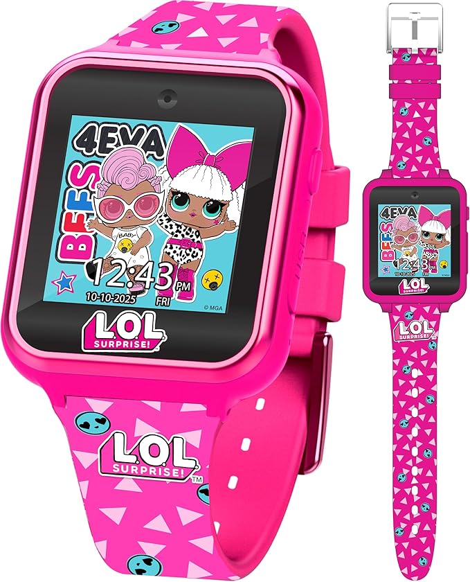 Accutime LOL Surprise Touchscreen Exclusive Pink Smartwatch for Kids – Engaging Educational Games, Step Counter, Camera, Alarm & More – Fun & Interactive Timepiece (LOL4264AZ)