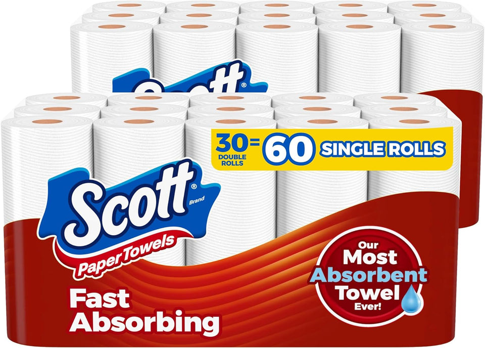 Scott Paper Towels, Choose-A-Sheet, 6 Double Rolls = 12 Regular Rolls (108 Sheets Per Roll) - PureLivingMart