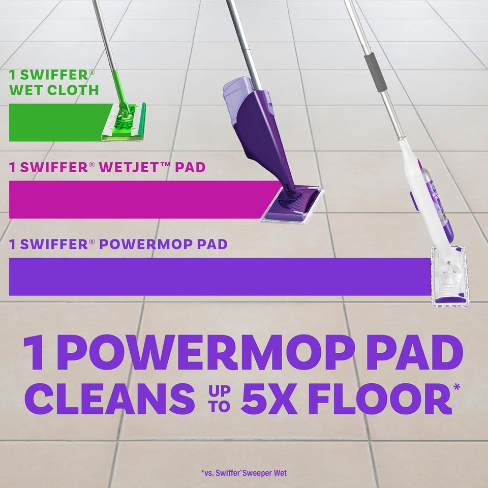 Swiffer PowerMop Multi-Surface Mop Kit for Floor Cleaning, Includes PowerMop, 2 Mopping Pad Refills, 1 Cleaning Solution with Fresh Scent and 2 Batteries - PureLivingMart