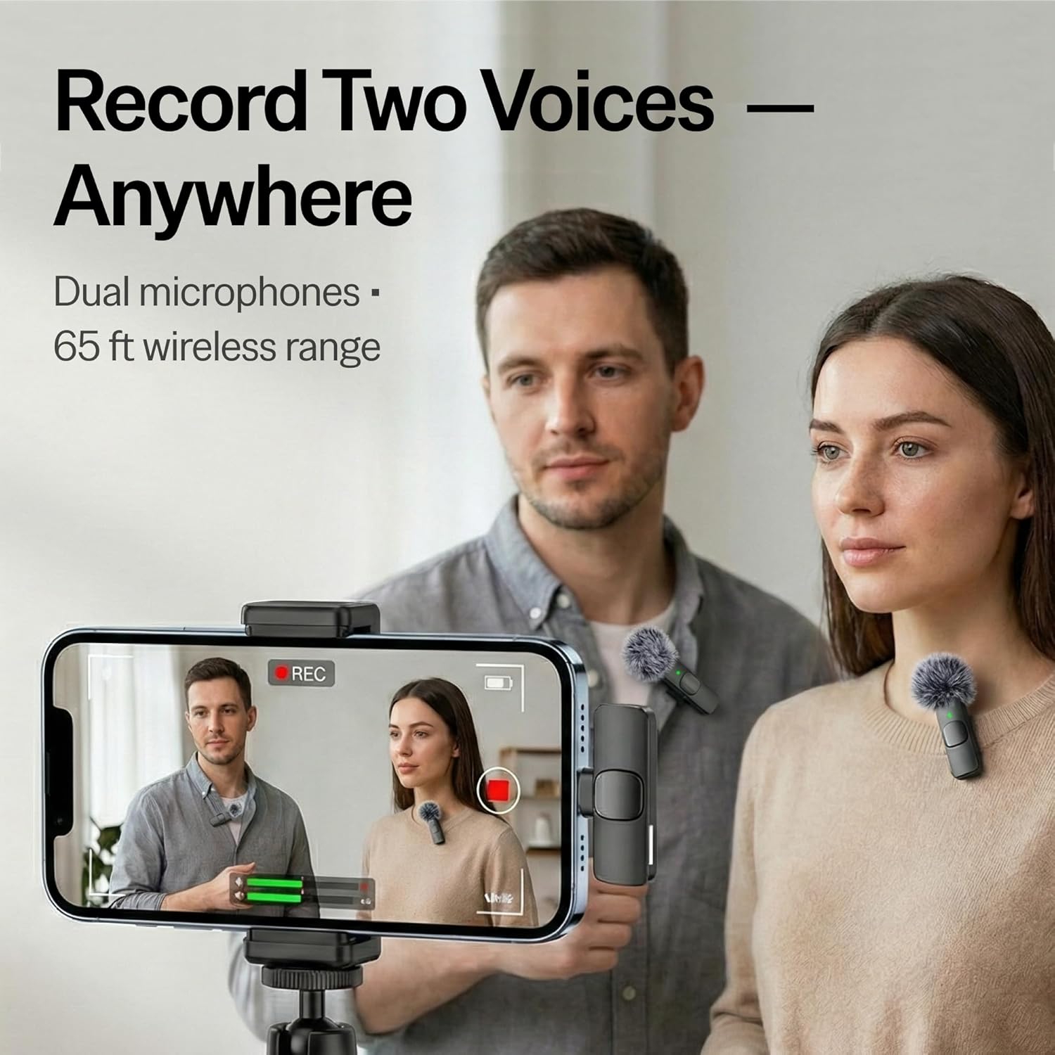 Mini Mic Pro (Latest Model - Wireless Mini Microphone for iPhone, iPad, Android - 2 Pack Lavalier Microphone for Video Recording - iPhone Mic Crystal Clear Recording with USB-C for Content Creators