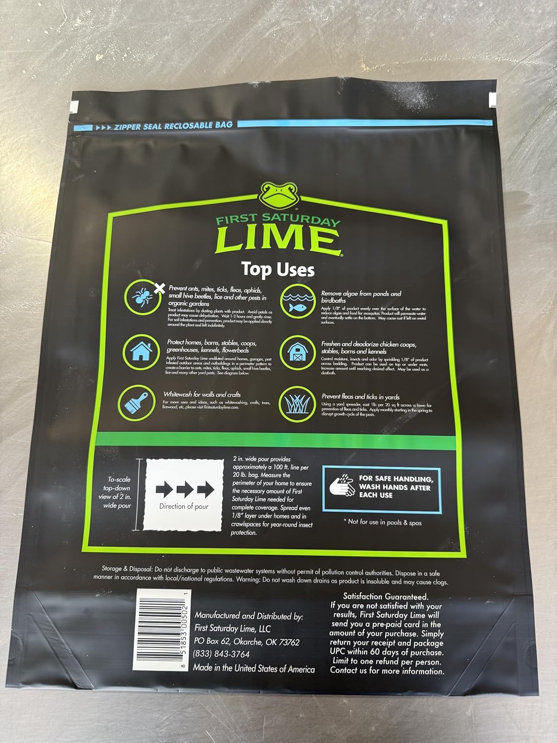 First Saturday Lime Insect Deterrent-20LB Bag| Monthly Insect Shield| Multi-Purpose Insect Control for Outdoors| Prevents Ants & Other Insects