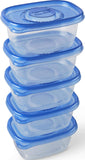 Glad GladWare Medium Rectangle Food Storage Containers with Lids, BPA Free Plastic for Soups Salads and Meal Prep, Airtight Leak Resistant, Microwave Dishwasher Freezer Safe, 24 Oz, 5 Count
