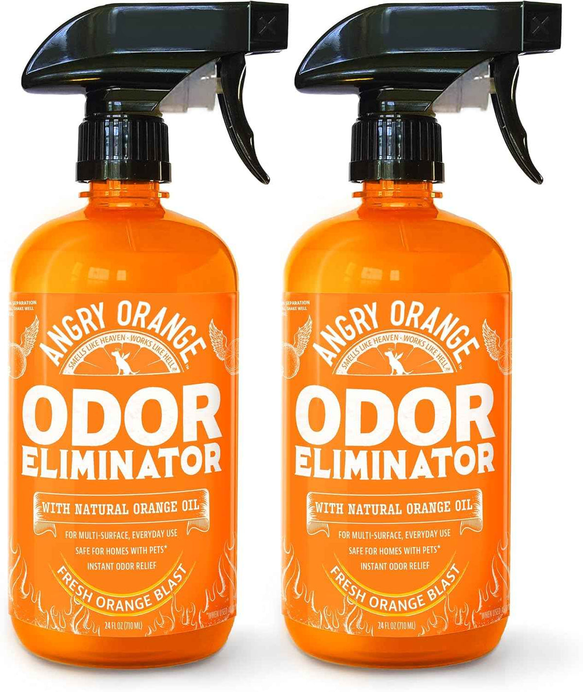 Angry Orange Pet Odor Eliminator with Natural Orange Oil – Powerful Odor Neutralizer for Cat & Dog Urine, Litter Box, Carpet, Furniture, Hard Floors - No Harsh Chemicals - Citrus Scent, 24 oz