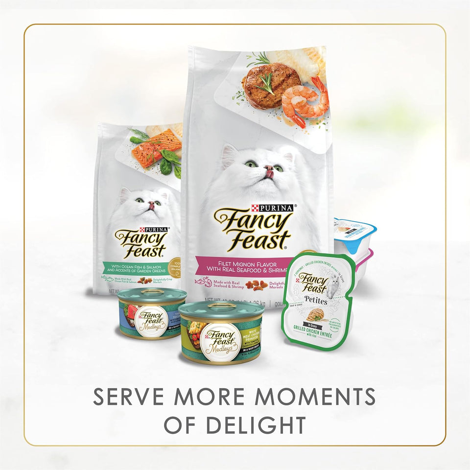 PLrina Fancy Feast Gravy Lovers Poultry and Beef Grilled Gourmet Wet Cat Food Variety Pack - (Pack of 24) 3 oz. Cans
