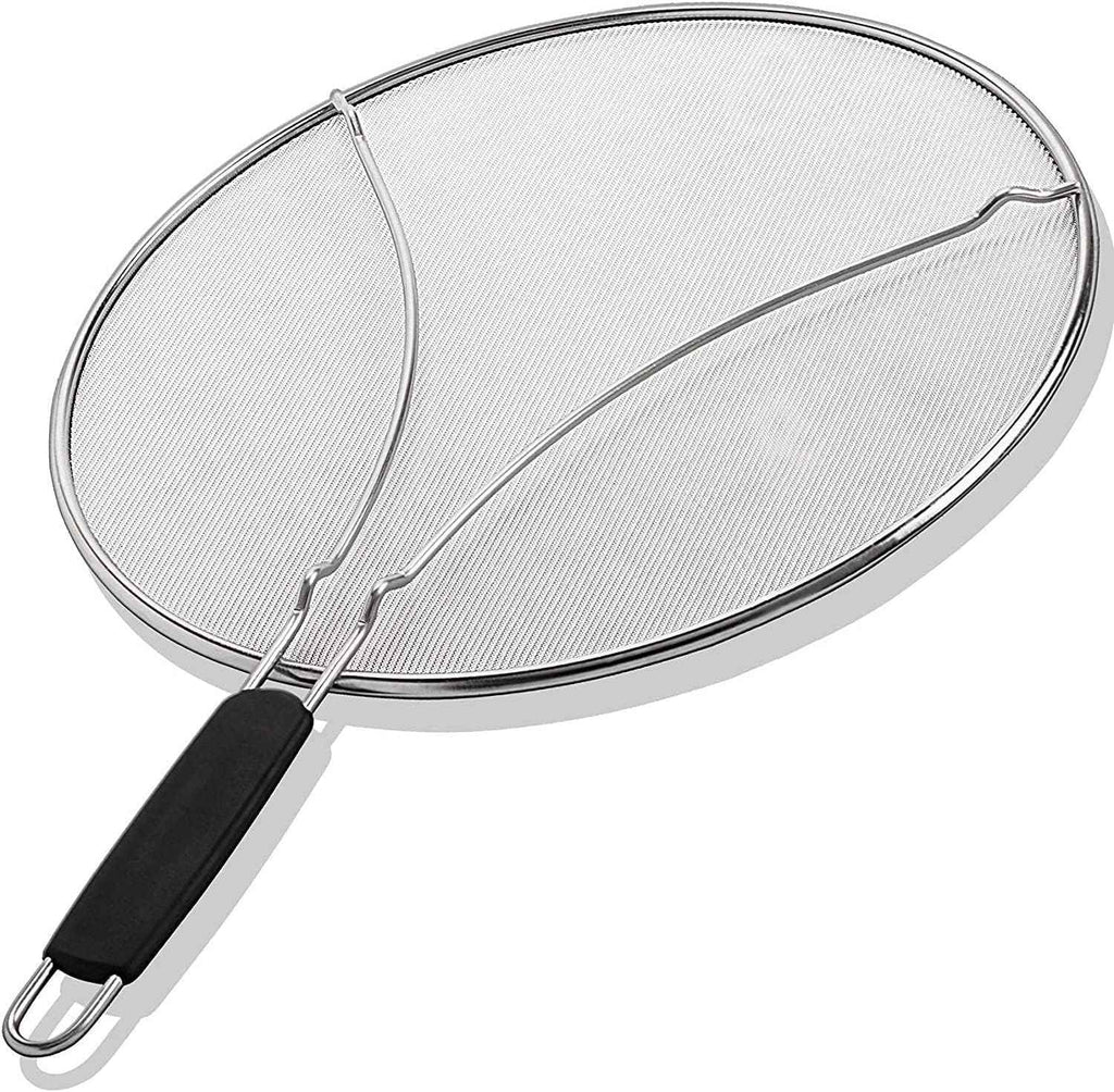 13 Inch Stainless Steel Grease Splatter Guard for Frying Pan - BergKoch Splatter Screen for Cooking Fried Chicken, Bacon, and Popcorn