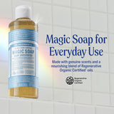 Dr. Bronner's PLre-Castile Magic Liquid Soap (Baby Unscented, 8 Ounce)- Made with Regenerative Organic Certified Oils, For Face, Body Wash, Baby Soap, Sensitive Skin, No Added Fragrance, Vegan