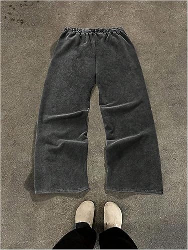 GORGLITTER Men's Baggy Wide Leg Sweatpants Y2K Striped Side Drawstring Waist Barrel Track Pants with Pockets