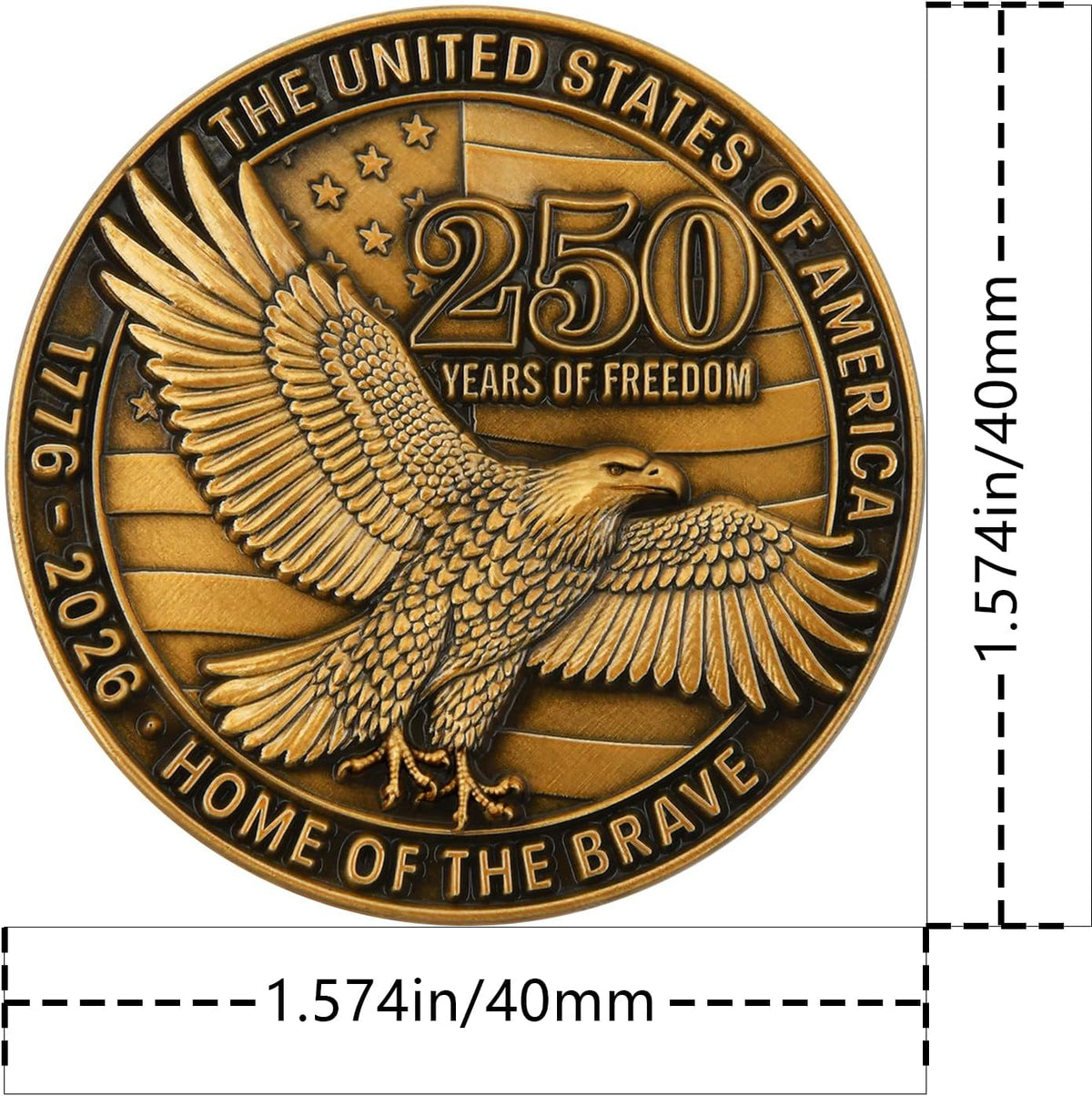USA 250th Anniversary Commemorative Zinc Alloy Coin - United States of America Liberty & Courage 1776-2026