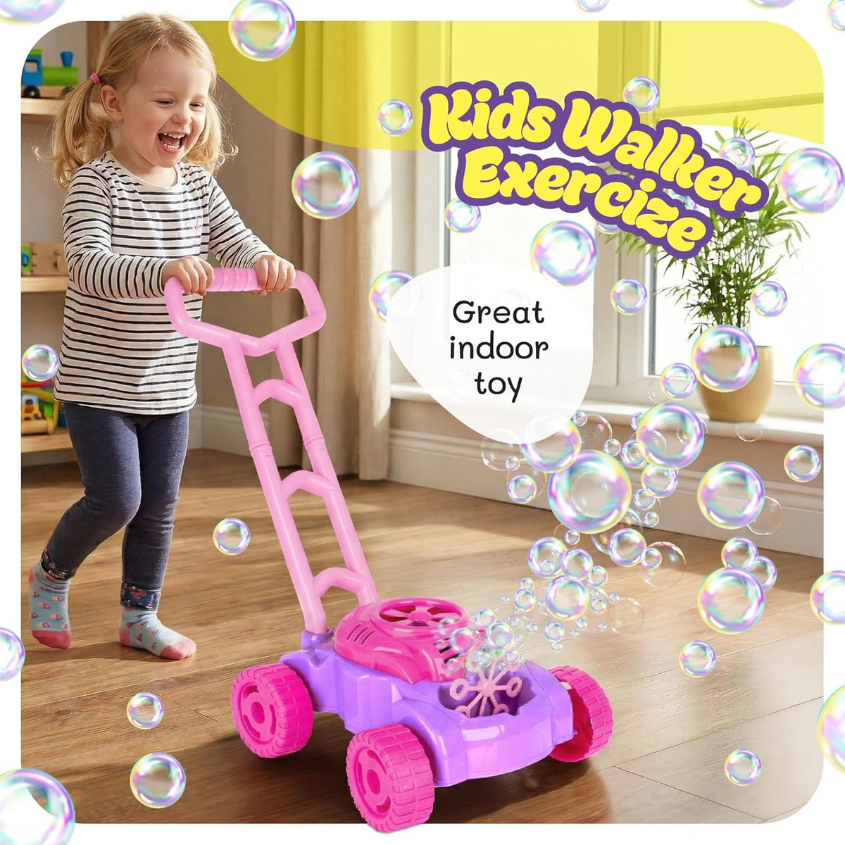 ArtCreativity Bubble Lawn Mower for Toddlers 1-3, Bubble Machine for 1-Year-Old Girl Gifts, Toddler Outdoor Toys for 2-Year-Old Girl Birthday Gift, Push Summer Gardening Toys for Toddlers Age 1 2 3 +