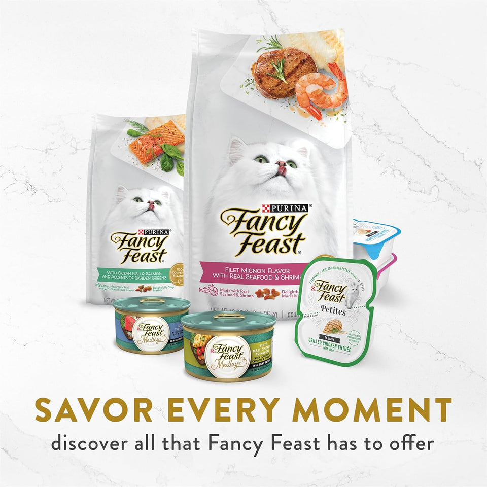 PLrina Fancy Feast Lickable Wet Cat Food Broth Complement Classics Collection Variety Pack - (Pack of 12) 1.4 oz. Pouches