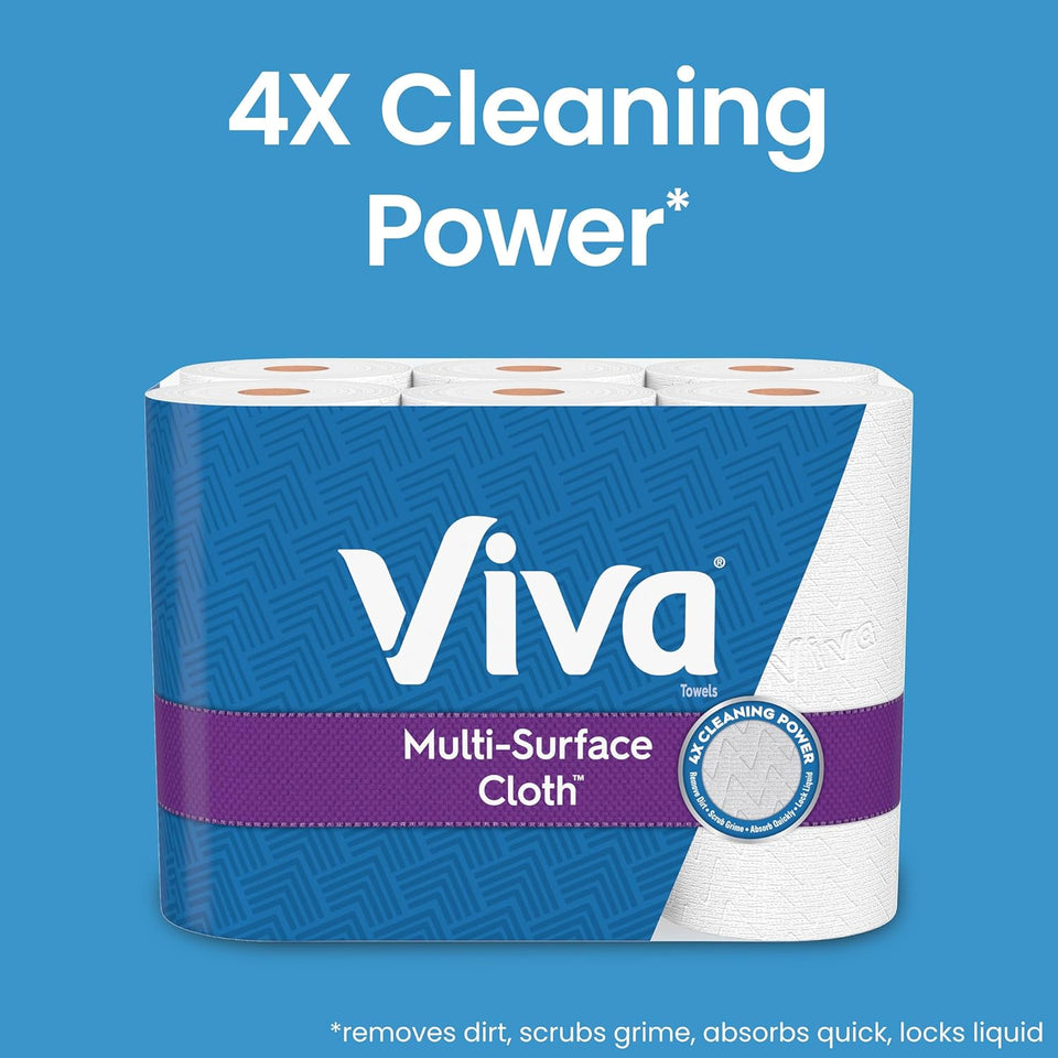 Viva Multi-Surface Cloth Paper Towels, Task Size, 12 Super Rolls (2 Packs of 6), 81 Sheets Per Roll