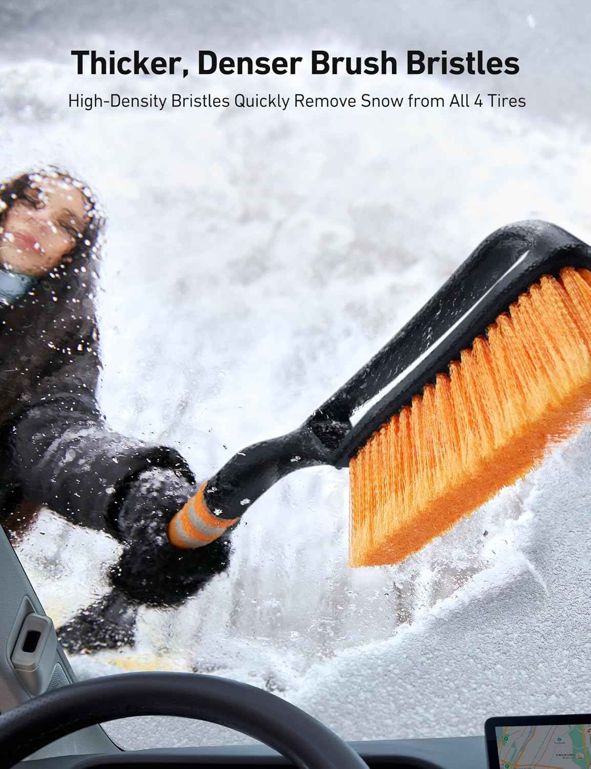 astroai 27 inch snow brush and ice scrapers for car windshield with detachable snow scrapers and ergonomic foam grip