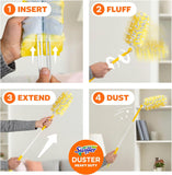 Swiffer Duster Kit with 3 ft Extendable Handle, Heavy Duty Dusting Starter Kit with 12 Refills, for Ceiling Fans, Vents and Hard to Reach Places